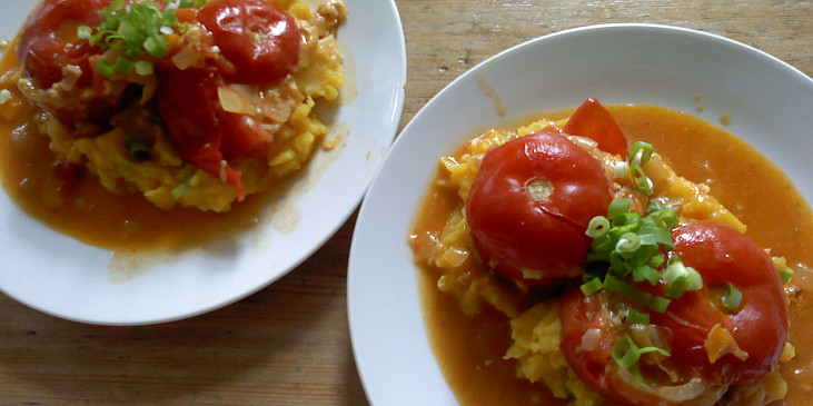 Plněná rajčata (bez masa) (receptem jsem se inspirovala a jako vždy jsem ho…)