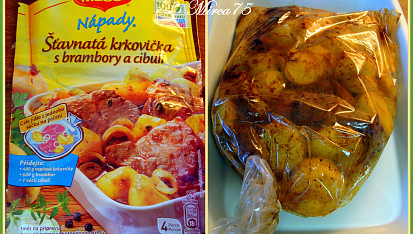 Voňavý pekáček se šťavnatou krkovičkou, doplněný bramborami, cibulí  a jablky, Kořenící směs + po upečení