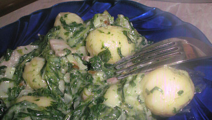 Zapečené gnocchi s uzenou krkovičkou, špenátem a mozzarellou