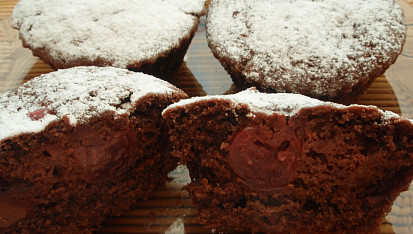 Čokoládovo třešňové muffiny, Čokoládovo třešňové muffiny 