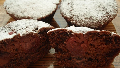 Čokoládovo třešňové muffiny, Čokoládovo třešňové muffiny 