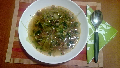 Dietní pórková polévka s houbami