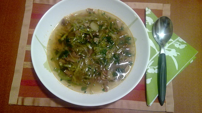 Dietní pórková polévka s houbami