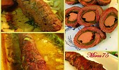 Hovězí roláda plněná špenátem a uzeninou, Opečená roláda + hotová roláda + maso na řezu