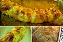 Právě upečená roláda + zbavená nití + prováření šťávy