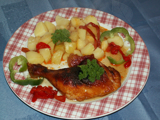 Lahodné kuře-pečené v marinádě, podobný receptík  kuře na medu