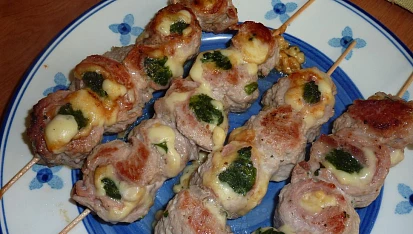 Špenátová očka na špejli, špenátová očka po usmažení