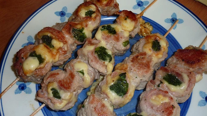 Špenátová očka na špejli, špenátová očka po usmažení