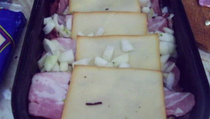Vepřové steakové plátky v troubě, pak dáme sýr...