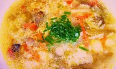 Zeleninovo- rýžová polévka v drůbežím vývaru (Zelenino-rýžová polévka v drůbežím vývaru)