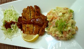 Japonský bramborový salát a Katso řízek s domácí omáčkou Tomkatsu