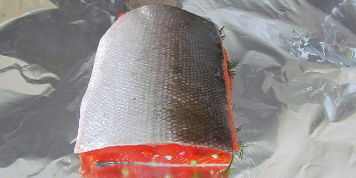 Nakládaný losos s hořčičným dresinkem