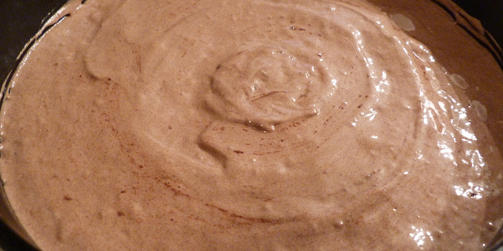 Kakaový olejový korpus na dort (ve formě, urovnáno, připraveno do trouby)