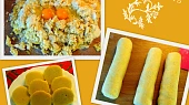Moje bramborové knedlíky, Připravené suroviny + knedlíky před uvařením + hotové knedlíky