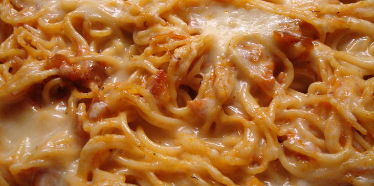 Zapečené špagety s lečem (výborné špagety)