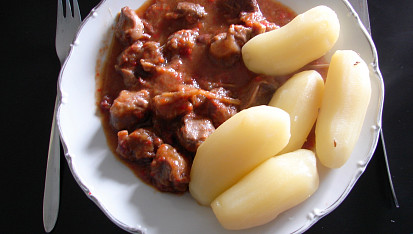 Dušené krůtí žaludky, Na talíři