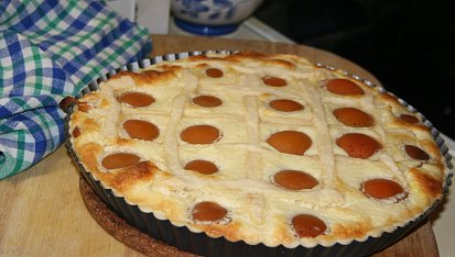 Křehký koláč s tvarohem a meruňkami