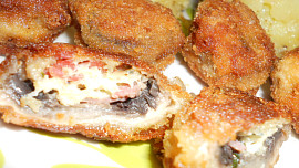 Plněné žampiony brokolicí a Nivou