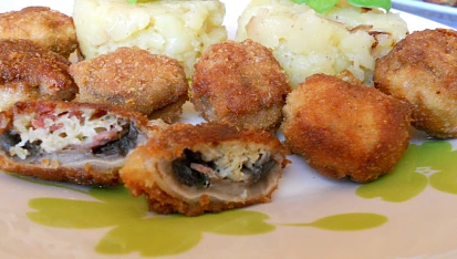 Plněné žampiony brokolicí a Nivou