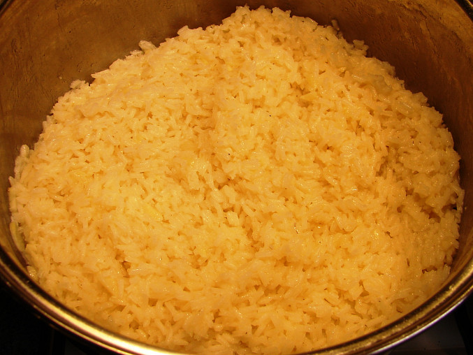 Směsné rizoto, Uvařená rýže