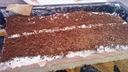Piškot s pudinkovým krémem a se šlehačkou