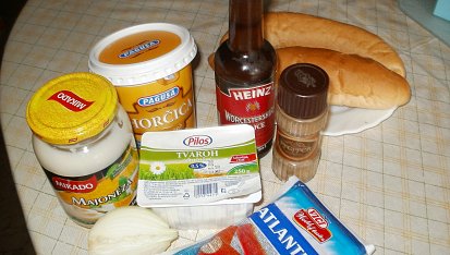 Pomazánka z tyčinek s krabí příchutí, suroviny