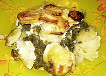 Zapečené brambory s pangasiem a špenátem