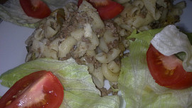 Zapečené těstoviny na bazalkové směsi se žampionama