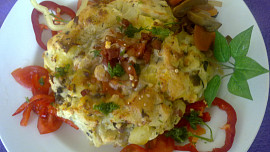 Bramborové důlky  - zapečené se sýrem, slaninou a žampionkama