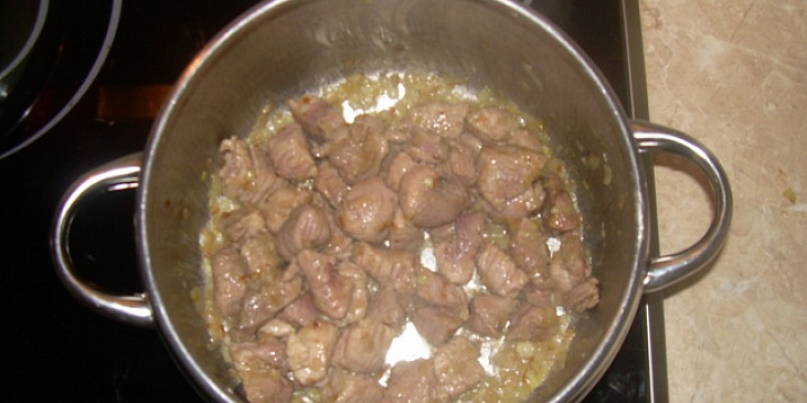 orestovaná cibulka koření + maso