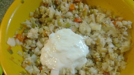 Rybí salát ze štikozubce kapského  s  nakládanou  barevnou zeleninou