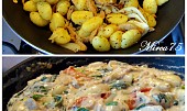 Sojové nudličky s gnocchi a zakysanou smetanou (Při restování a po odstavení z tepla.)