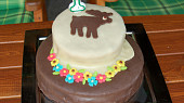 Čokoládový dort potažený marcipánem, Dort pro synka k 1.narozeninám