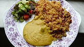 Kuřecí kari rýže s bešamelovým přelivem