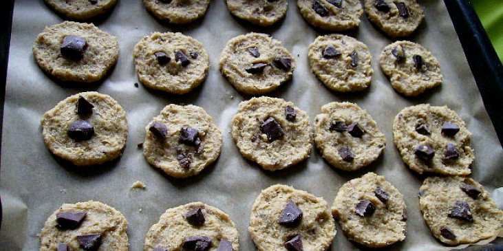 Ovesné sušenky s čokoládou (Před pečením)