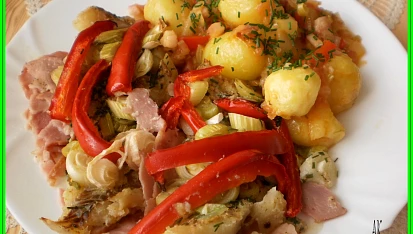 Pangas na slanině s hořčicí, mňamka,která opravdu chutnala :-)