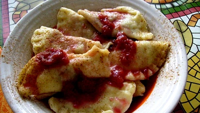 Povidlové taštičky se strouhankou