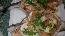 Pstruzi,  plněné  bylinkami a zeleninou