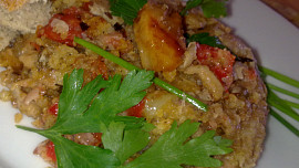 Gratinované houby se sýrovou drobenkou