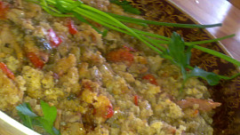 Gratinované houby se sýrovou drobenkou