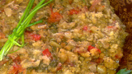 Gratinované houby se sýrovou drobenkou