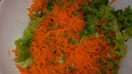 Kadeřavý  salát  s mozzarellou, jogurty, mrkví a vejci