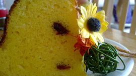 Tvarohovo-kokosová bábovka z brusinek  a pudinku