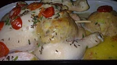 Kuře  plněné směsí z cukety, slaniny a barevné zeleniny