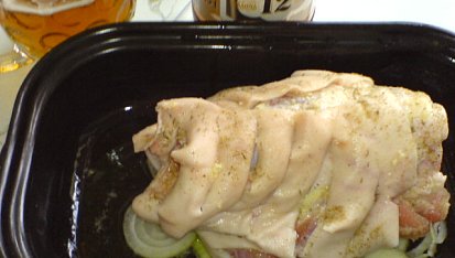 Pečené vepřové koleno na pivě, začátek