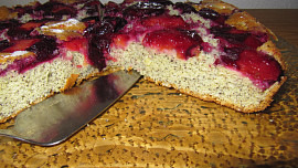 Piškotový koláč s ovocem bezlepkový ( nebo s lepkem )