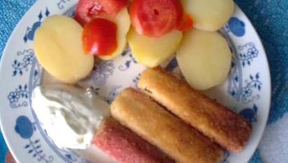 Řízky z krabích tyčinek, Hotové řízky