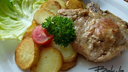 Vepřové kotlety plněné drůbežími játry