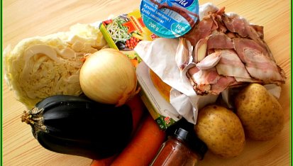 Krémová všehochuť s anglickou slaninou, část použitých surovin