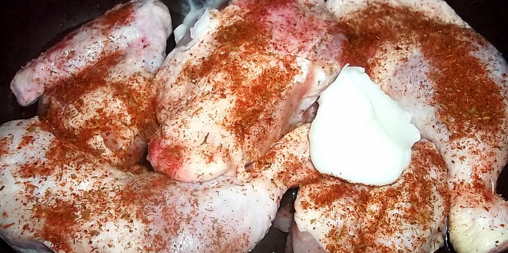 Pečené kuře na adžice s broskví (kuře posypeme adžikou...)